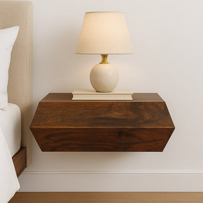 Geometric Teak 1 Drawer Wall-Mounted Shelf