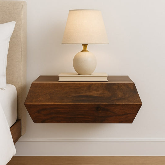 Geometric Teak 1 Drawer Wall-Mounted Shelf