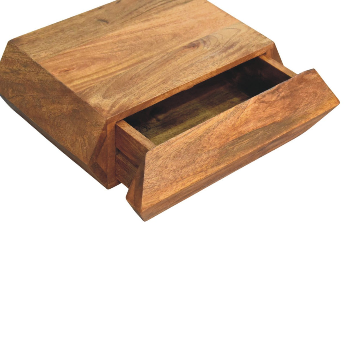 Geometric Teak 1 Drawer Wall-Mounted Shelf