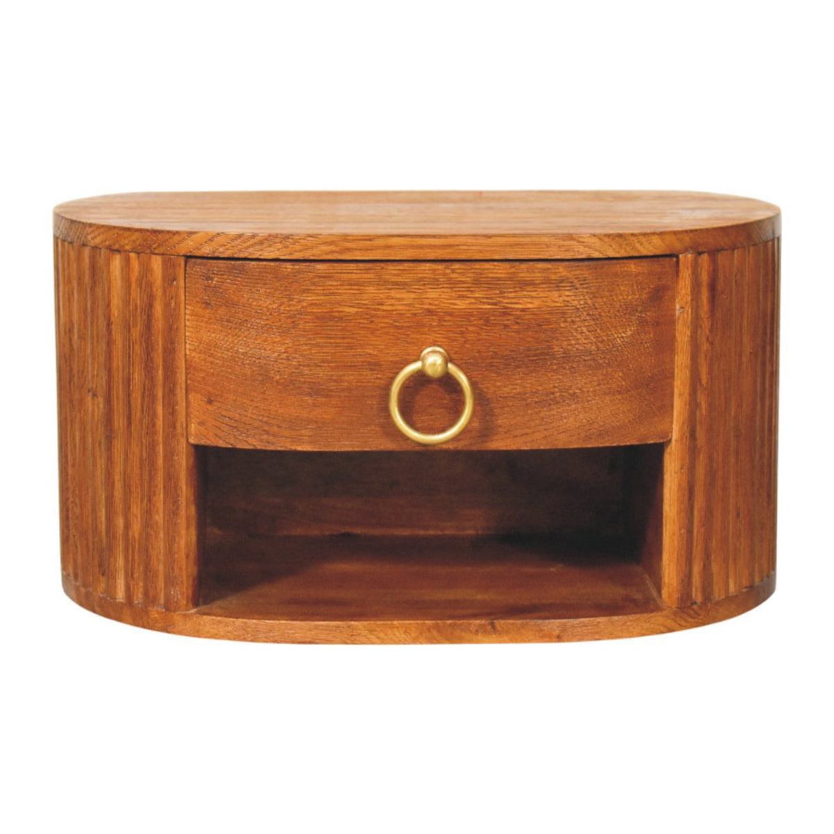 Cove Tiger Oak Fluted Oval Nightstand