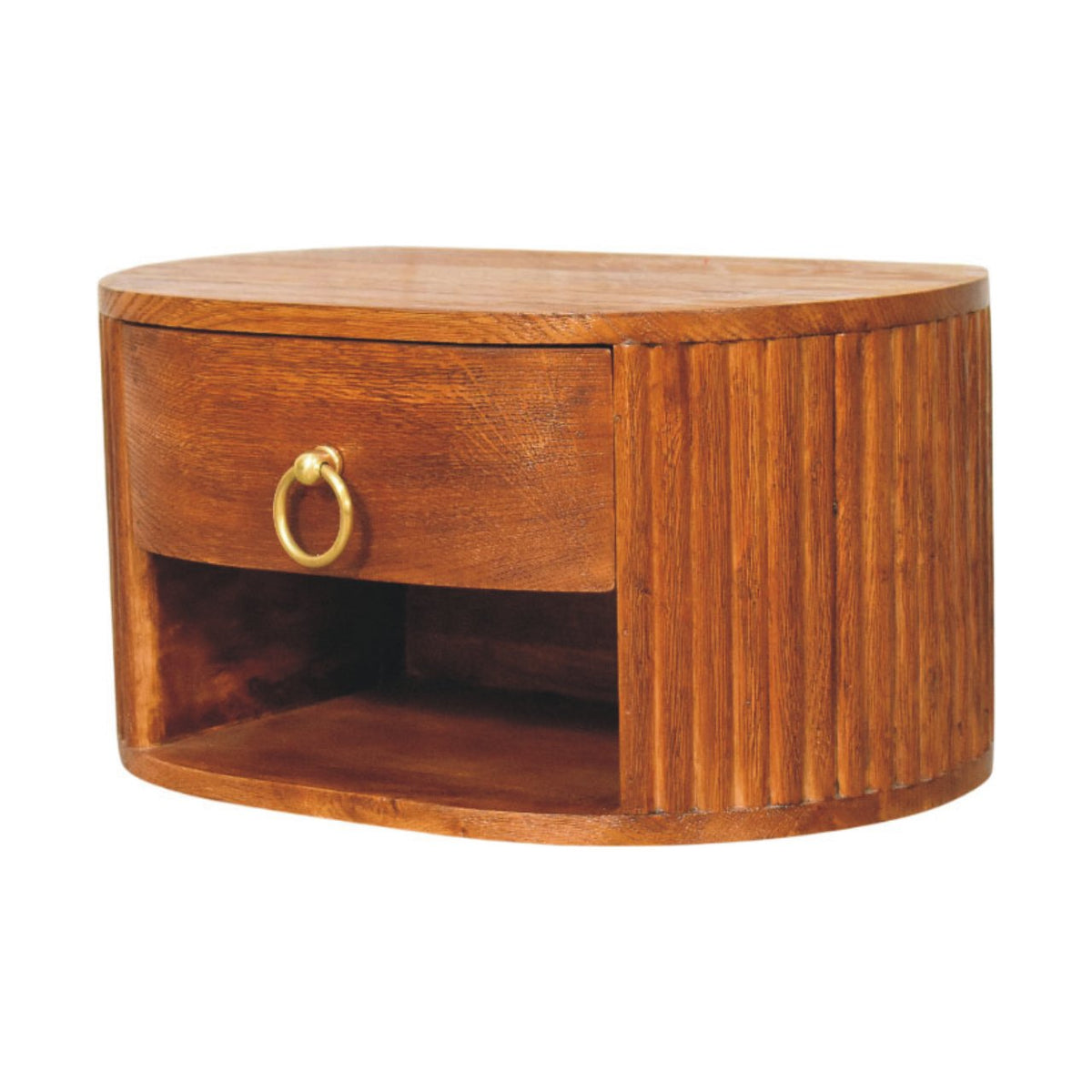 Cove Tiger Oak Fluted Oval Nightstand