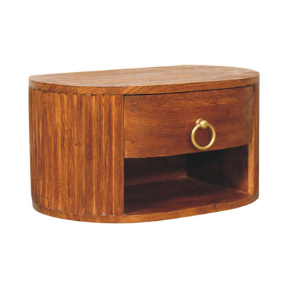 Cove Tiger Oak Fluted Oval Nightstand