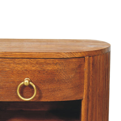 Cove Tiger Oak Fluted Oval Nightstand