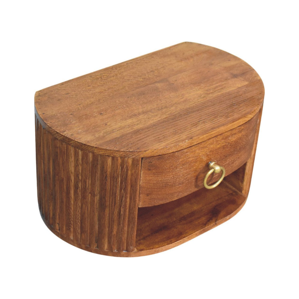 Cove Tiger Oak Fluted Oval Nightstand