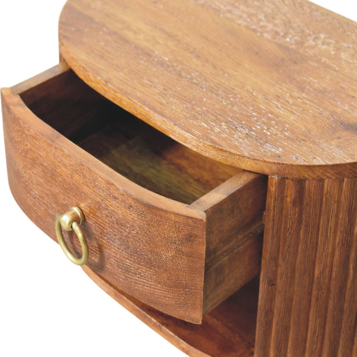 Cove Tiger Oak Fluted Oval Nightstand