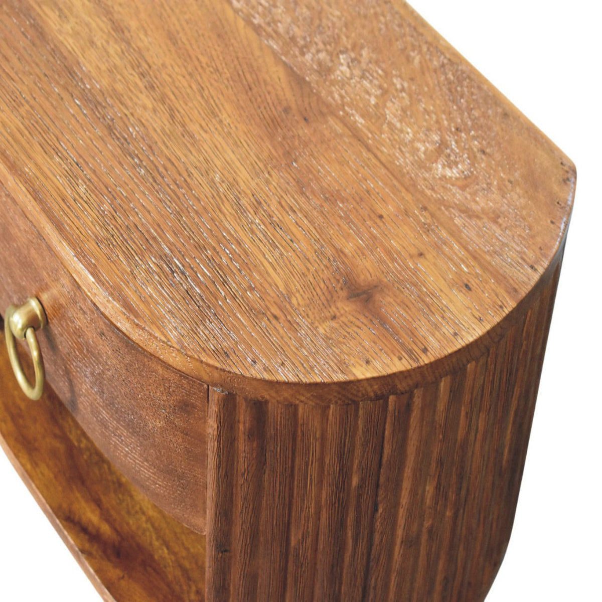 Cove Tiger Oak Fluted Oval Nightstand