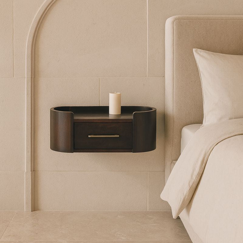 Sonora Mocha Wood Floating 1 Drawer Nightstand