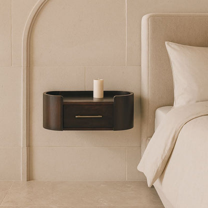 Sonora Mocha Wood Floating 1 Drawer Nightstand