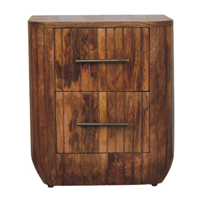 Highland Fluted 2 Drawer Timber Nightstand