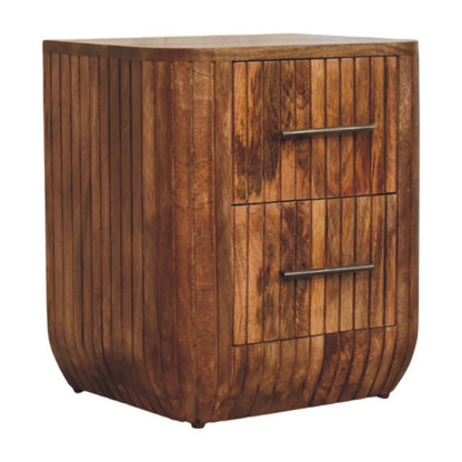 Highland Fluted 2 Drawer Timber Nightstand
