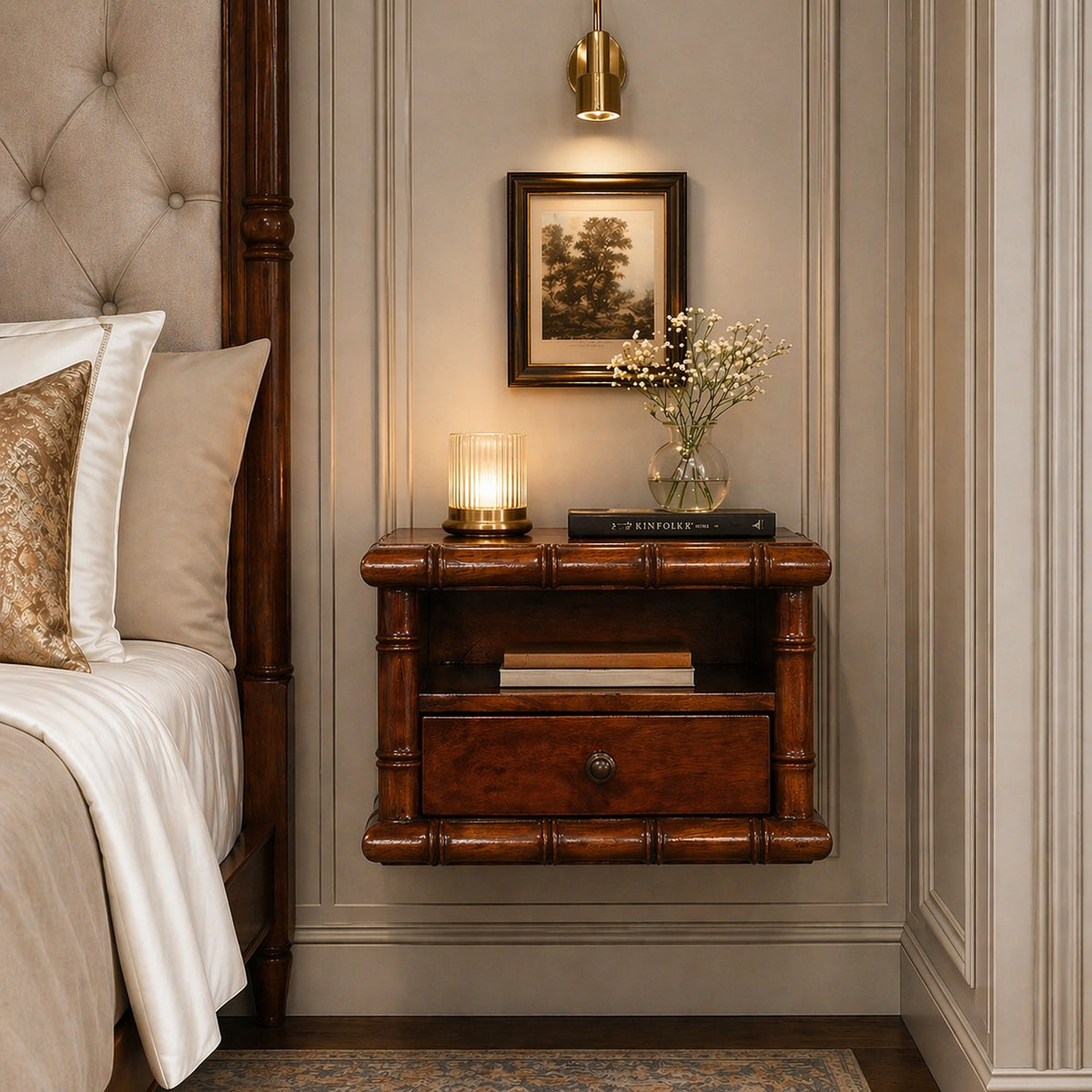 Key West Bamboo Floating Chestnut Nightstand