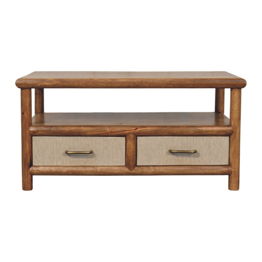 Ojai Golden Teak Rattan 2-Drawer Table