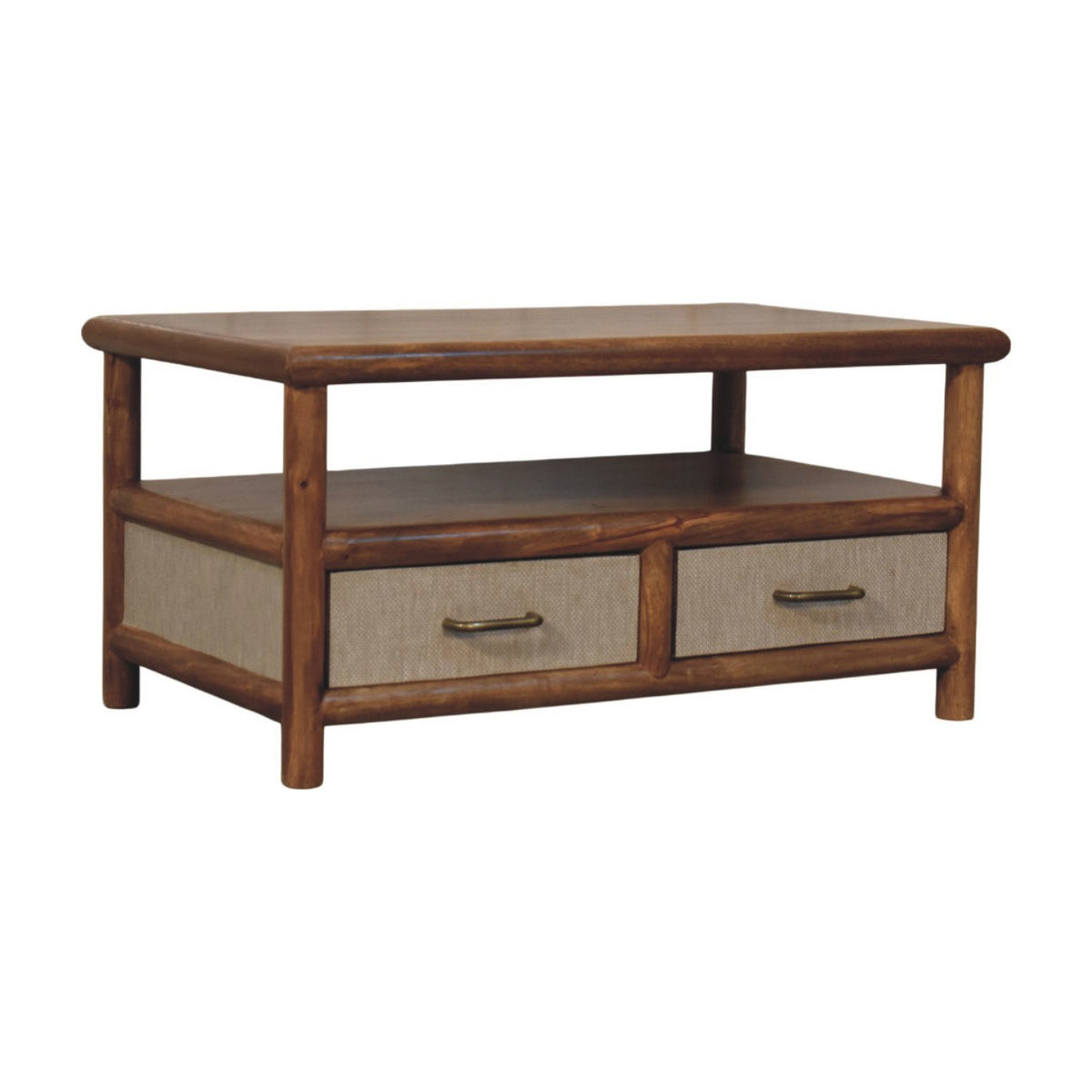 Ojai Golden Teak Rattan 2-Drawer Table