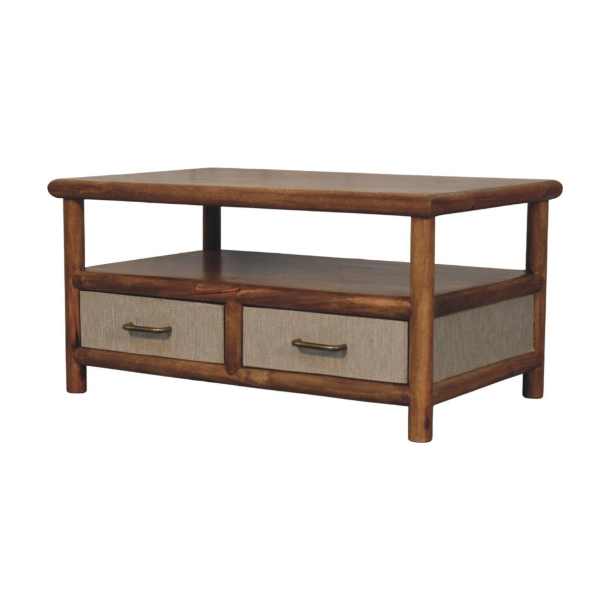 Ojai Golden Teak Rattan 2-Drawer Table