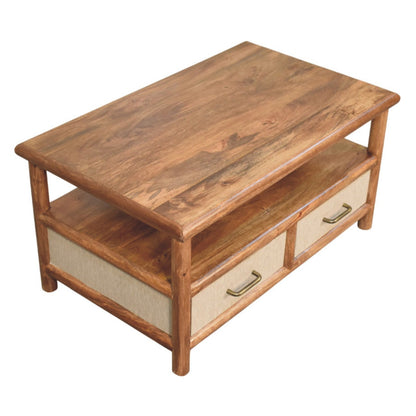 Ojai Golden Teak Rattan 2-Drawer Table
