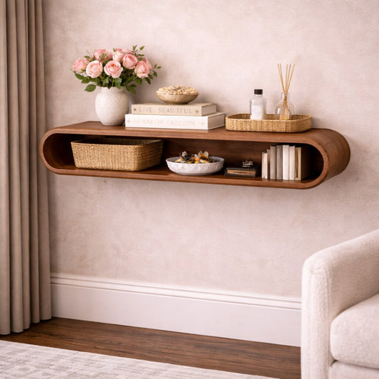 Taos Amber Oak Arc Floating Media Console