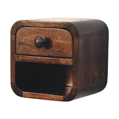 Big Sur Walnut Curved 1 Drawer Nightstand