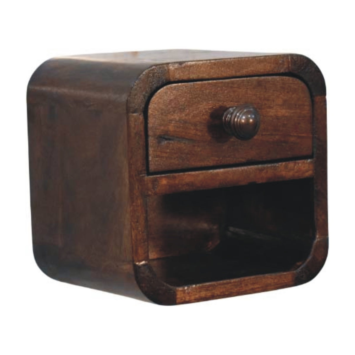 Big Sur Walnut Curved 1 Drawer Nightstand