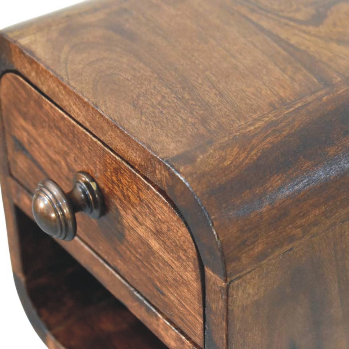 Big Sur Walnut Curved 1 Drawer Nightstand