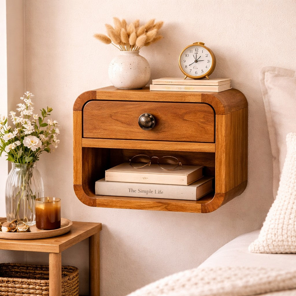 Big Sur Curved Floating 1 Drawer Nightstand