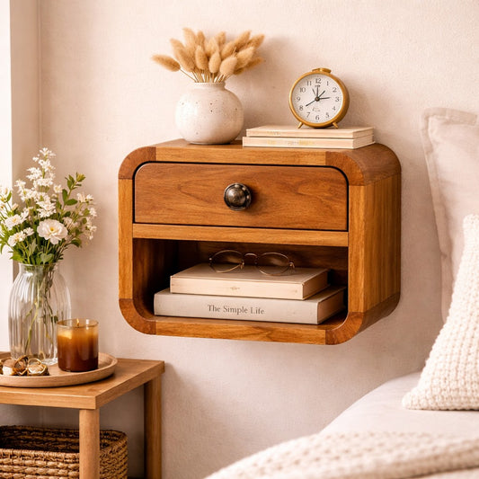 Big Sur Curved Floating 1 Drawer Nightstand