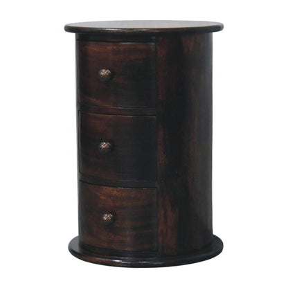 Montecito Walnut Drum 3 Drawer Chest