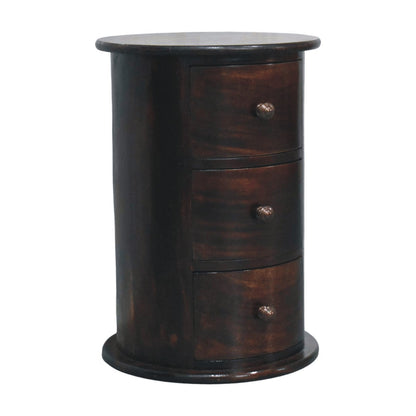 Montecito Walnut Drum 3 Drawer Chest