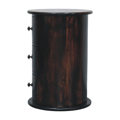 Montecito Walnut Drum 3 Drawer Chest