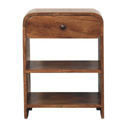 Roasted Almond Curved 1 Drawer Nightstand