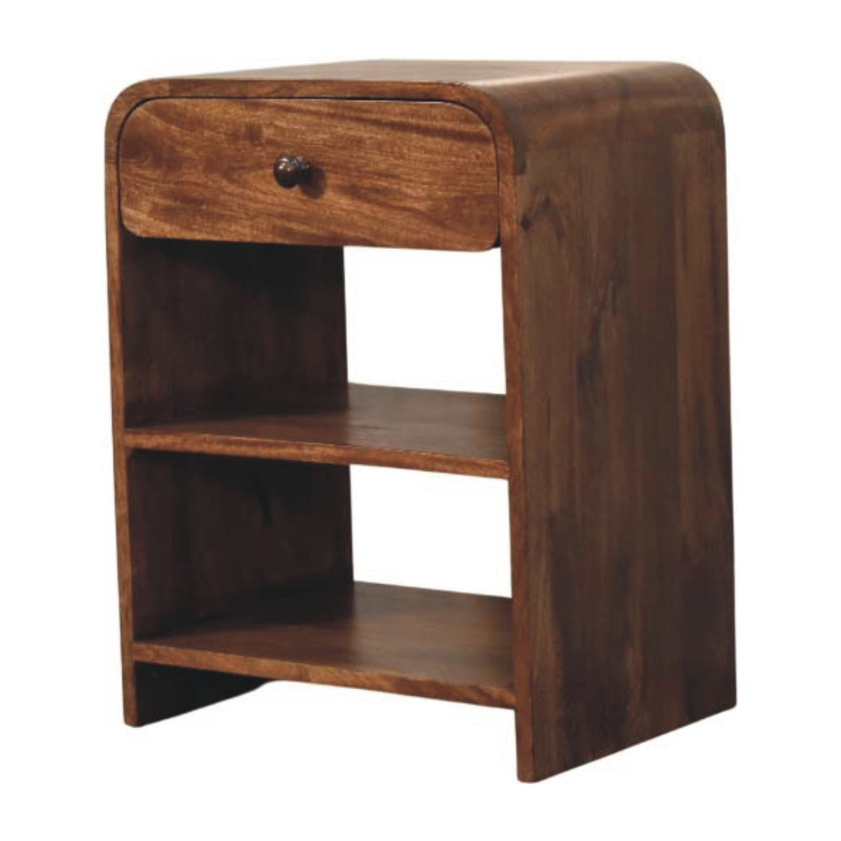 Roasted Almond Curved 1 Drawer Nightstand