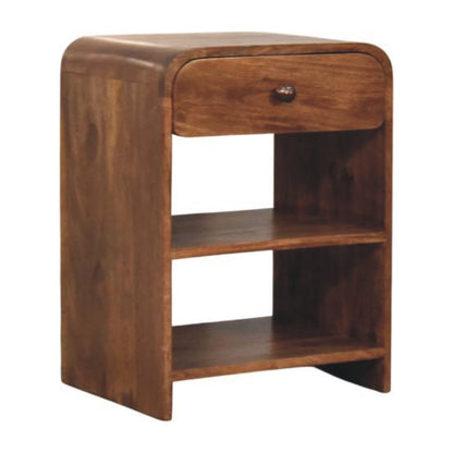 Roasted Almond Curved 1 Drawer Nightstand
