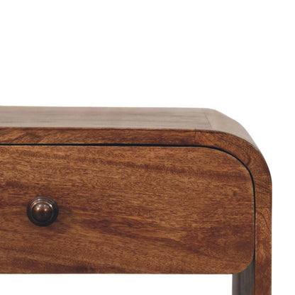 Roasted Almond Curved 1 Drawer Nightstand