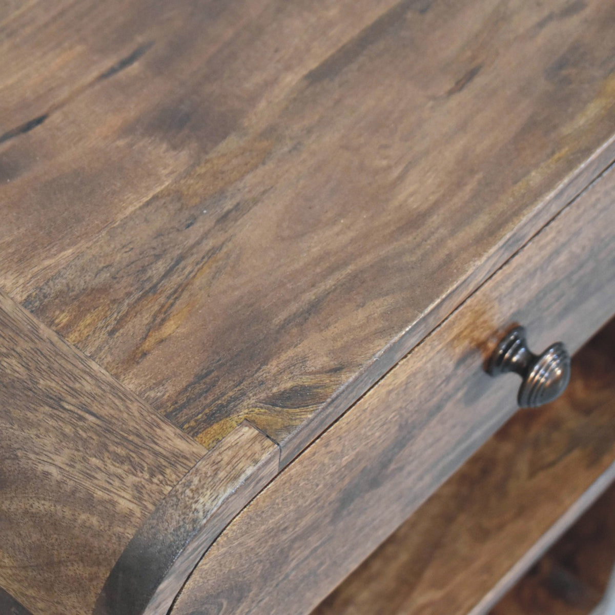 Roasted Almond Curved 1 Drawer Nightstand