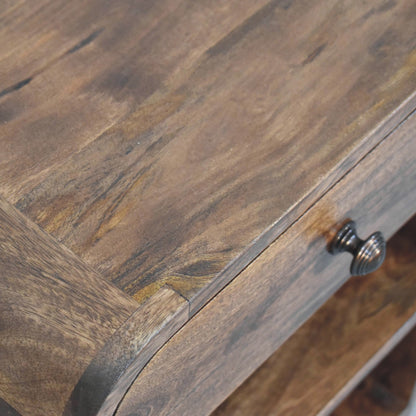 Roasted Almond Curved 1 Drawer Nightstand