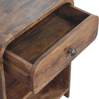 Roasted Almond Curved 1 Drawer Nightstand