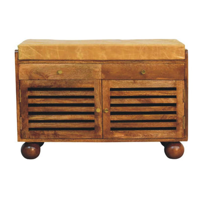 Sutton Buffalo Leather Shoe Storage Bench