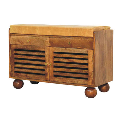 Sutton Buffalo Leather Shoe Storage Bench