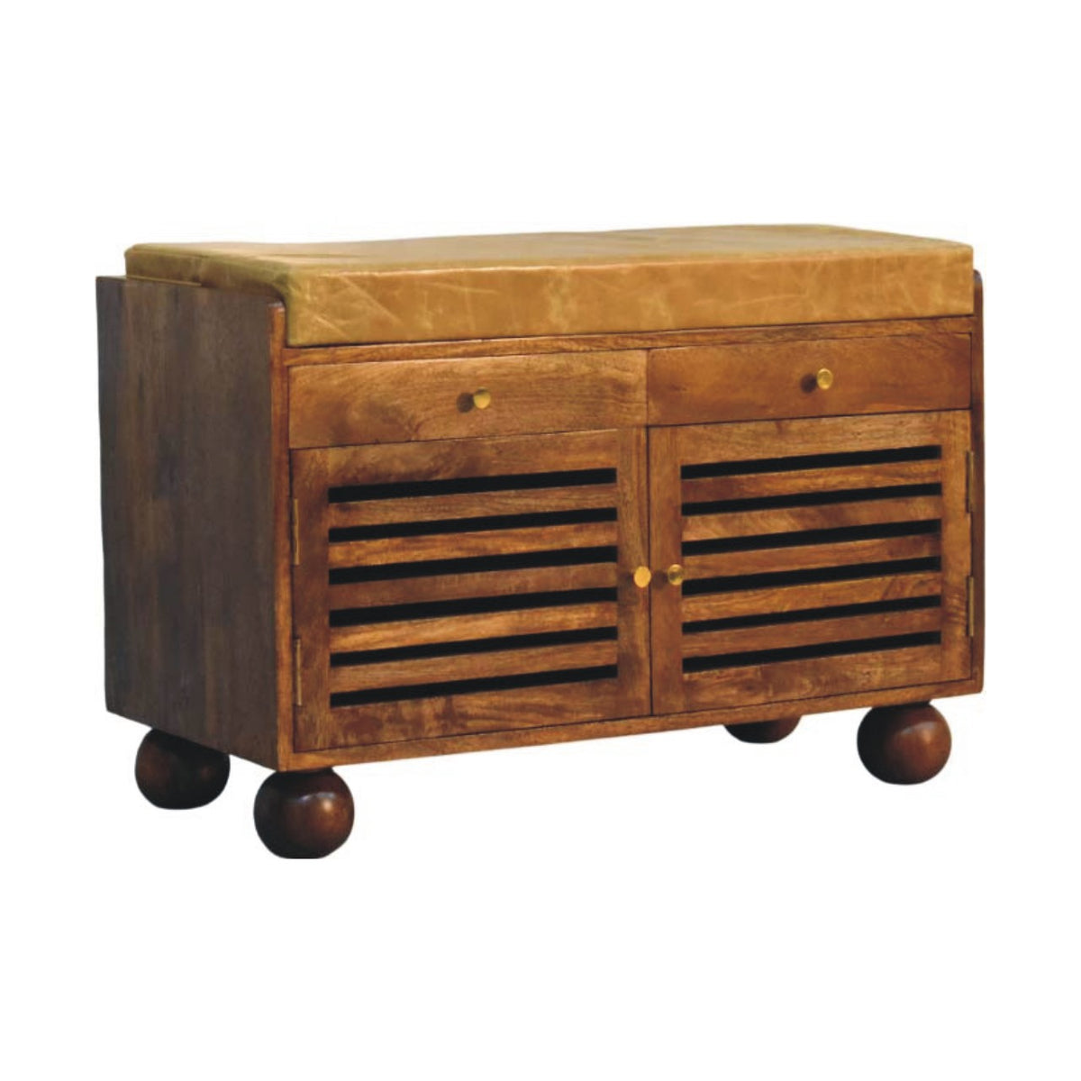 Sutton Buffalo Leather Shoe Storage Bench
