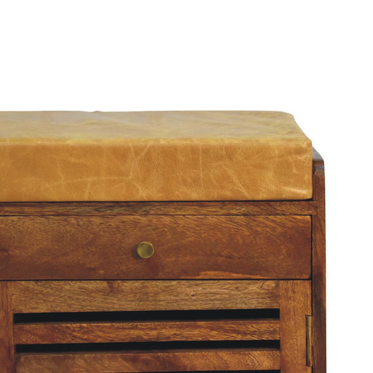 Sutton Buffalo Leather Shoe Storage Bench
