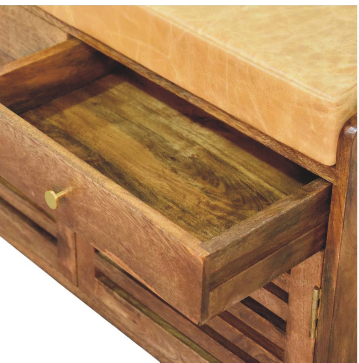 Sutton Buffalo Leather Shoe Storage Bench