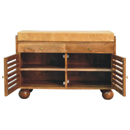 Sutton Buffalo Leather Shoe Storage Bench
