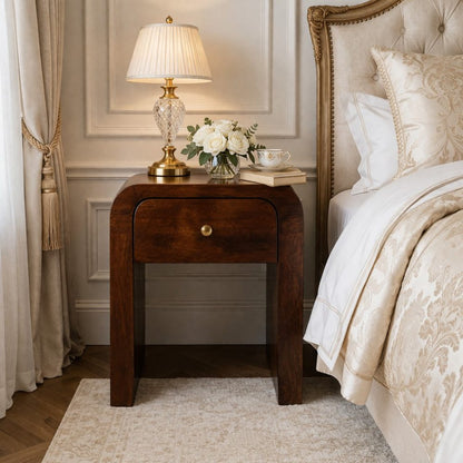 Berkshire Almond Curved 1 Drawer Nightstand