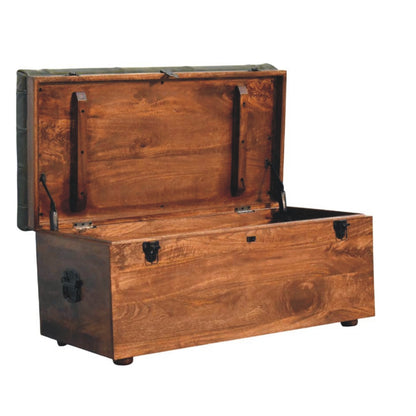 Sutton Buffalo Leather Green Storage Bench