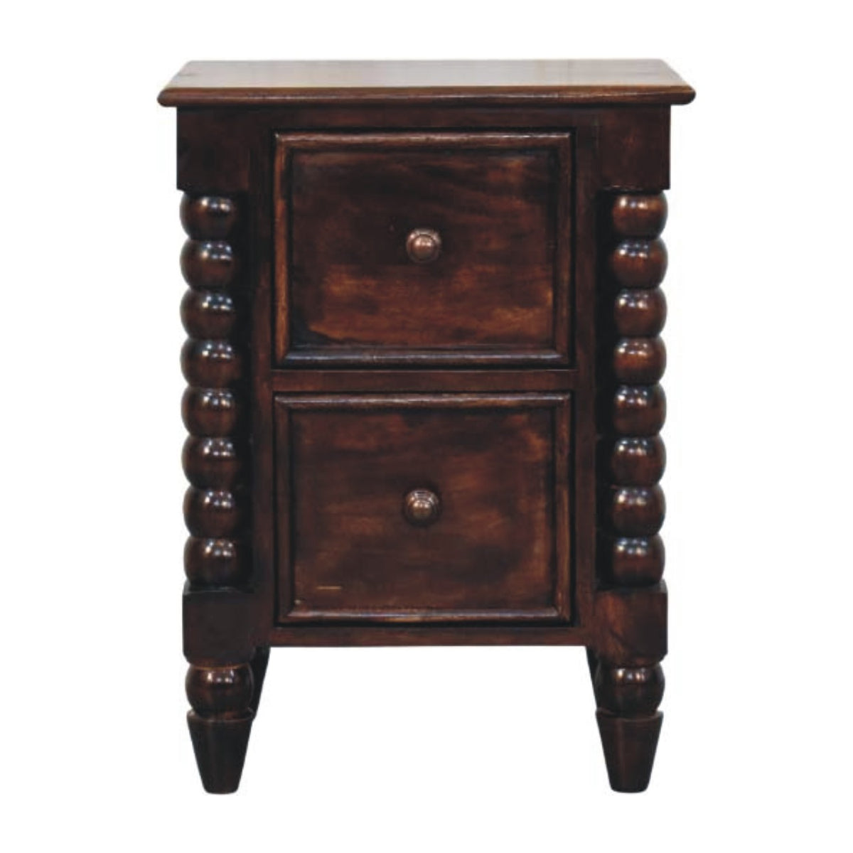 Savannah Spindle CA Walnut 2 Drawer Nightstand