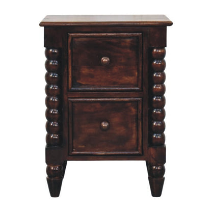 Savannah Spindle CA Walnut 2 Drawer Nightstand
