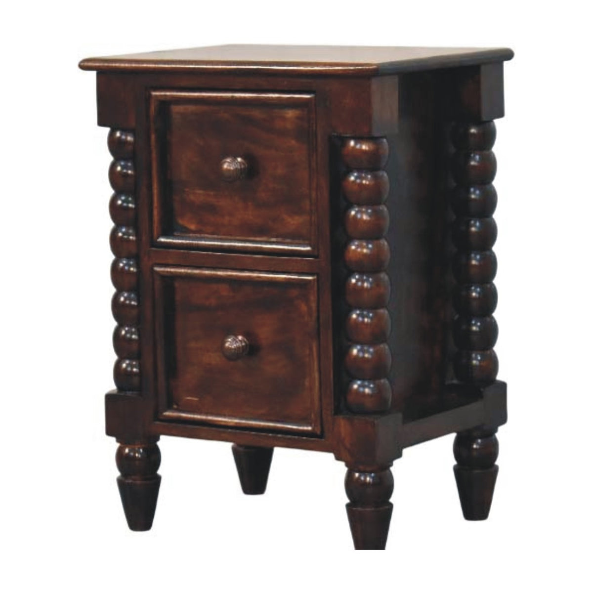 Savannah Spindle CA Walnut 2 Drawer Nightstand