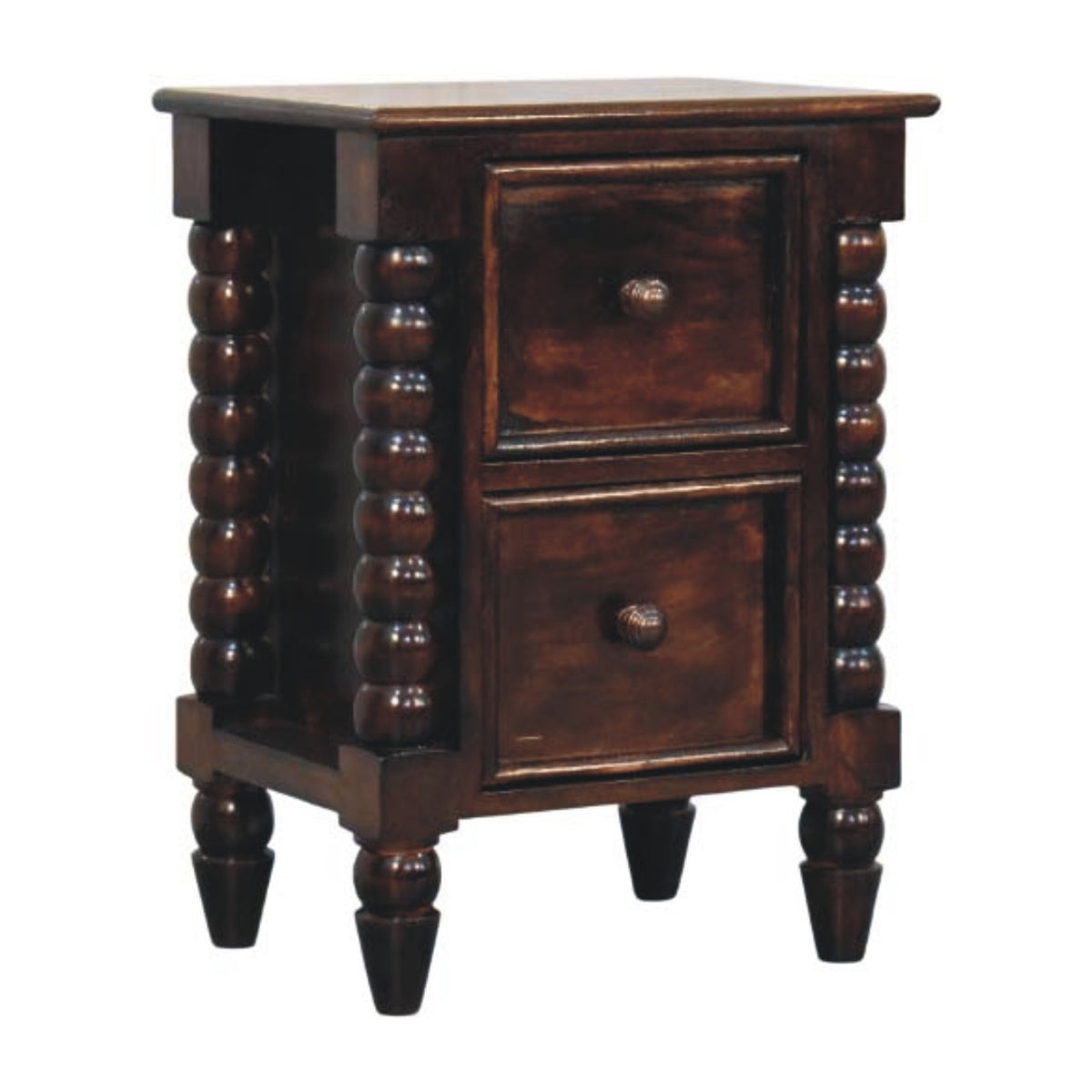Savannah Spindle CA Walnut 2 Drawer Nightstand