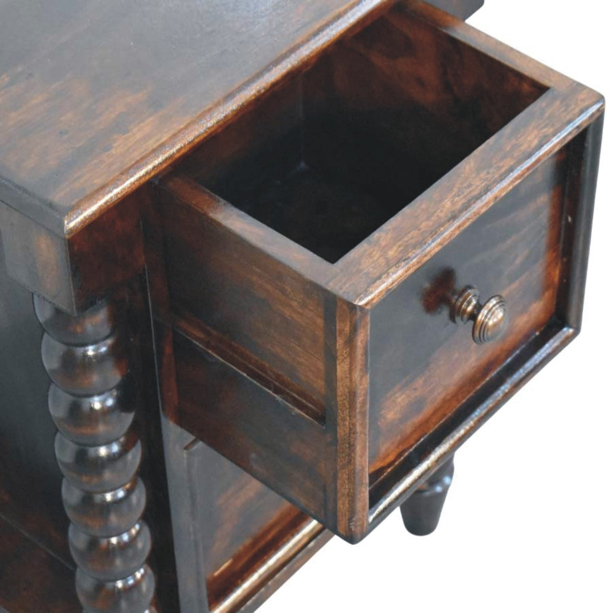Savannah Spindle CA Walnut 2 Drawer Nightstand