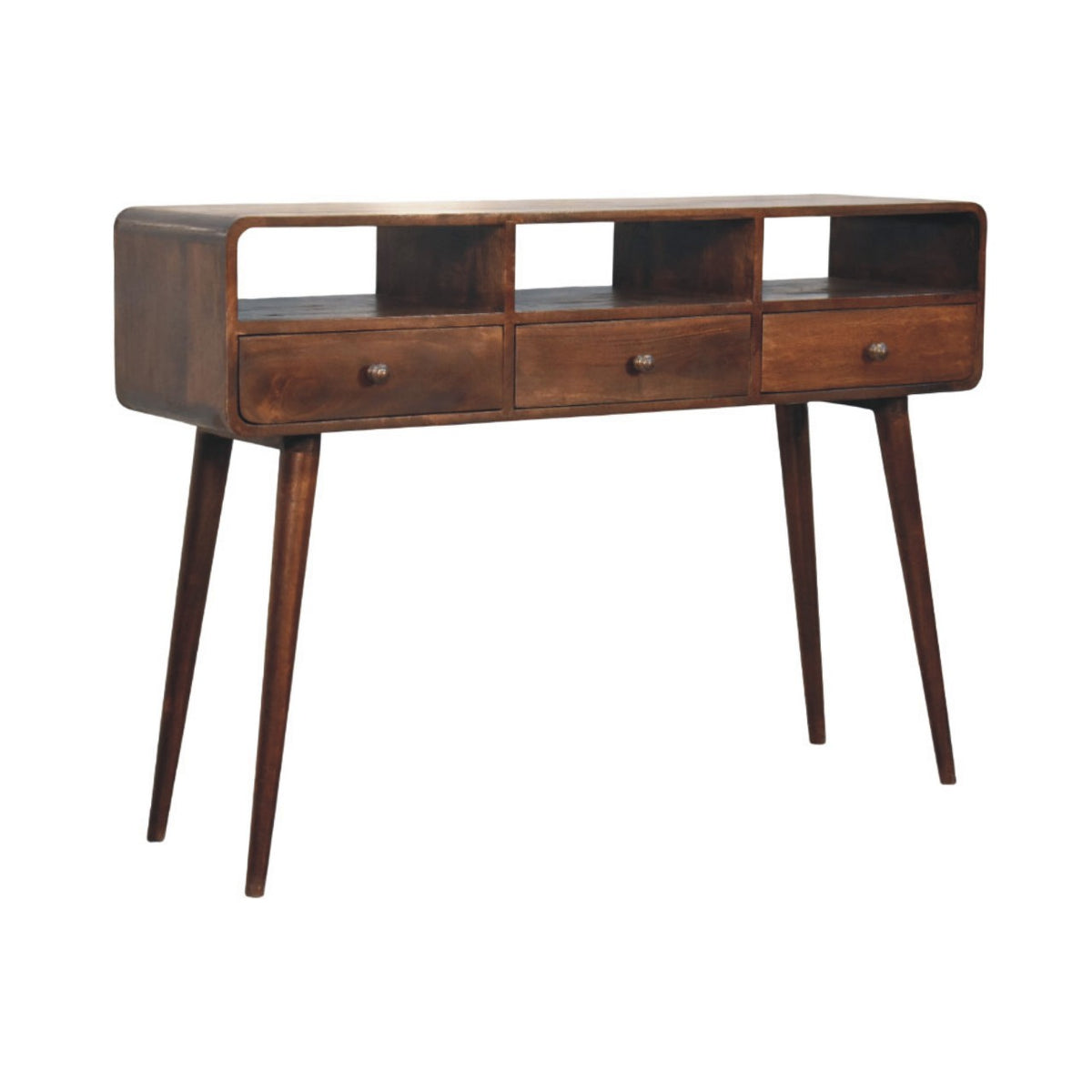 Nashville Walnut 3-Drawer Console Table