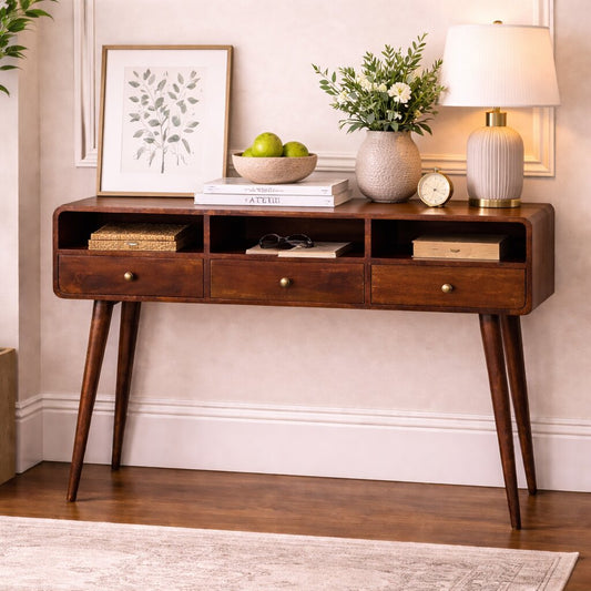 Nashville Walnut 3-Drawer Console Table